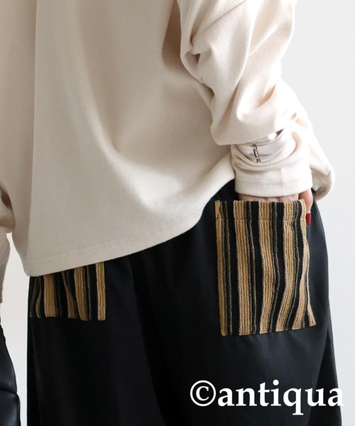 antiqua(アンティカ)の「ドッキングストライプニットパンツ(その他パンツ・レディース・ブラック/ベージュ・LARGE/MEDIUM)」の20枚目の写真