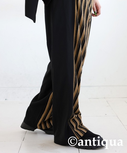 antiqua(アンティカ)の「ドッキングストライプニットパンツ(その他パンツ・レディース・ブラック/ベージュ・LARGE/MEDIUM)」の16枚目の写真