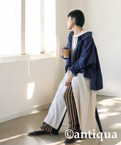 antiqua(アンティカ)の「ドッキングストライプニットパンツ(その他パンツ・レディース・ブラック/ベージュ・LARGE/MEDIUM)」の21枚目の写真