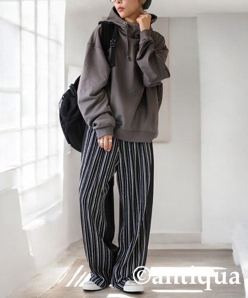 antiqua(アンティカ)の「ドッキングストライプニットパンツ(その他パンツ・レディース・ブラック/ベージュ・LARGE/MEDIUM)」の7枚目の写真