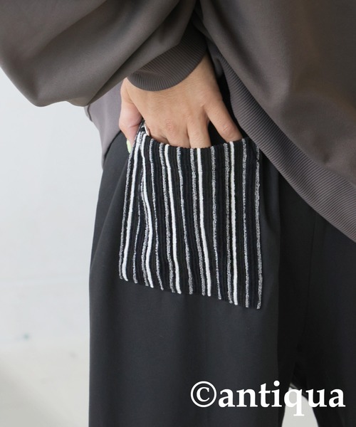 antiqua(アンティカ)の「ドッキングストライプニットパンツ(その他パンツ・レディース・ブラック/ベージュ・LARGE/MEDIUM)」の10枚目の写真