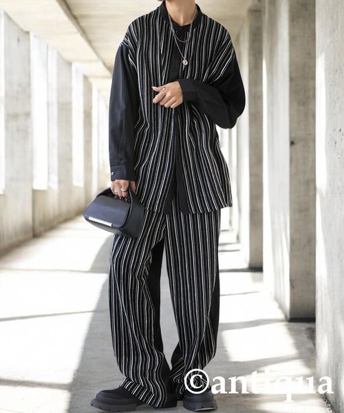 antiqua(アンティカ)の「ドッキングストライプニットパンツ(その他パンツ・レディース・ブラック/ベージュ・LARGE/MEDIUM)」の11枚目の写真