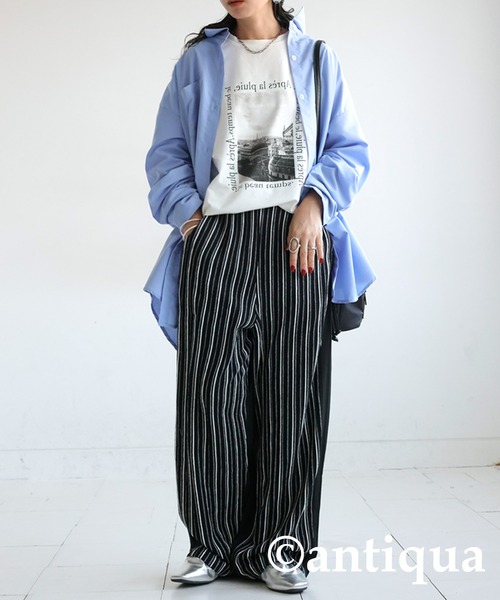 ドッキングストライプニットパンツ（その他パンツ）｜antiqua