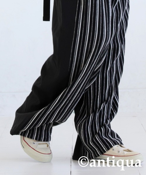 antiqua(アンティカ)の「ドッキングストライプニットパンツ(その他パンツ・レディース・ブラック/ベージュ・LARGE/MEDIUM)」の8枚目の写真