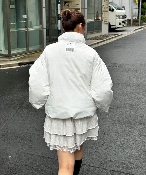 CIAOPANIC（チャオパニック）の「ポリタスラン中綿スタンドジャケット（ダウンジャケット/コート・レディース・ブラック/オフホワイト/グレー・LARGE/MEDIUM/SMALL）」の8枚目の写真