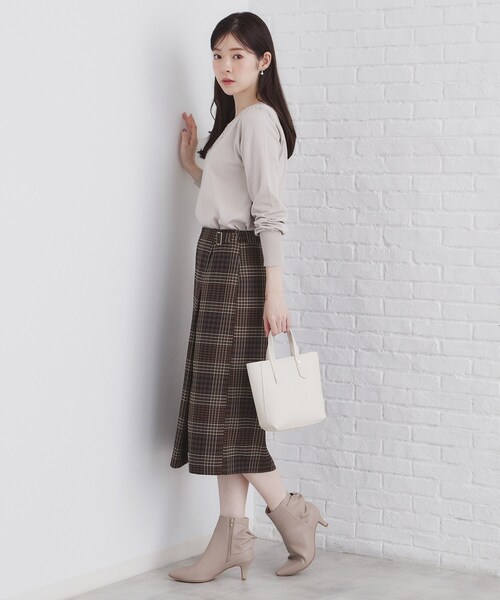 index（インデックス）の「◆チェックAラインスカート【洗濯機洗い可/イージーアイロン】（スカート・レディース・ブラウン系その他2/ネイビー系1・36/38/40/42）」の6枚目の写真