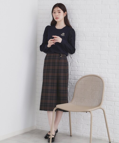 index（インデックス）の「◆チェックAラインスカート【洗濯機洗い可/イージーアイロン】（スカート・レディース・ブラウン系その他2/ネイビー系1・36/38/40/42）」の9枚目の写真