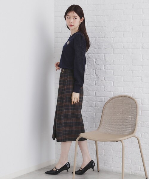 index（インデックス）の「◆チェックAラインスカート【洗濯機洗い可/イージーアイロン】（スカート・レディース・ブラウン系その他2/ネイビー系1・36/38/40/42）」の10枚目の写真