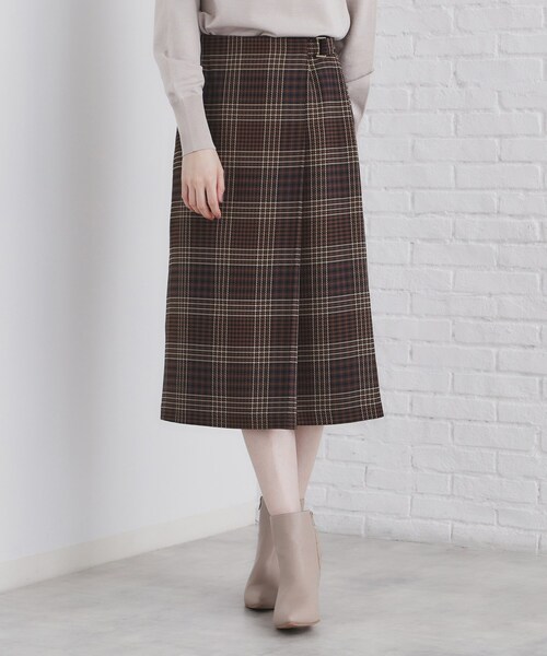 index（インデックス）の「◆チェックAラインスカート【洗濯機洗い可/イージーアイロン】（スカート・レディース・ブラウン系その他2/ネイビー系1・36/38/40/42）」の12枚目の写真