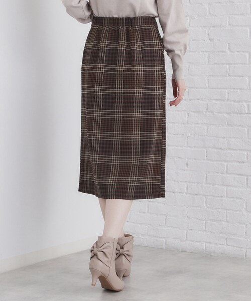 index（インデックス）の「◆チェックAラインスカート【洗濯機洗い可/イージーアイロン】（スカート・レディース・ブラウン系その他2/ネイビー系1・36/38/40/42）」の14枚目の写真