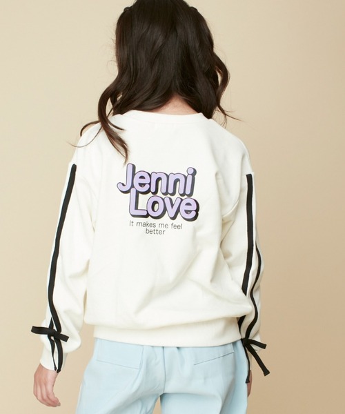 JENNI love(ジェニィラブ)の「【コットン100%】そでラインリボントレーナー(スウェット・キッズ・アイボリー/ブラウン/ミント・160cm/150cm/140cm/130cm)」の2枚目の写真