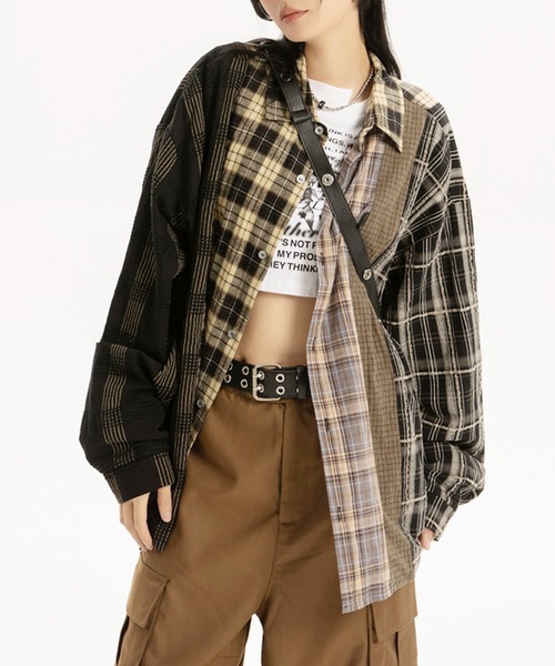 セール】ウェンディーズ風切り替えチェックシャツ（シャツ/ブラウス