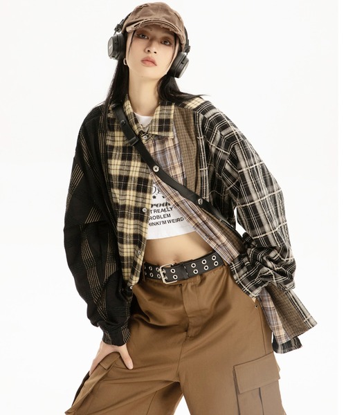 Sibra(シブラ)の「ウェンディーズ風切り替えチェックシャツ(シャツ/ブラウス・レディース・ブラック・M)」の7枚目の写真