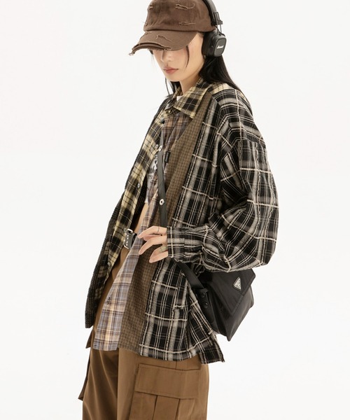 Sibra(シブラ)の「ウェンディーズ風切り替えチェックシャツ(シャツ/ブラウス・レディース・ブラック・M)」の6枚目の写真