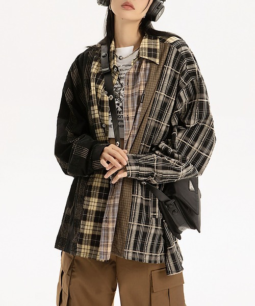 セール】ウェンディーズ風切り替えチェックシャツ（シャツ/ブラウス