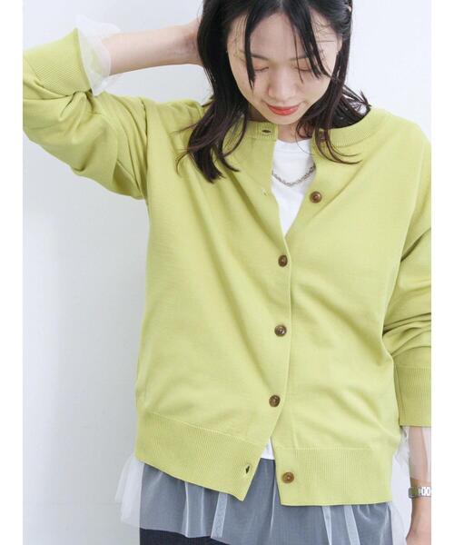 Samansa Mos2 blue（サマンサモスモスブルー）の「袖裾チュール付ロンT（Tシャツ/カットソー・レディース・オフホワイト/ブラック/キナリ・F）」の9枚目の写真