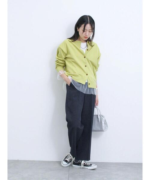 Samansa Mos2 blue（サマンサモスモスブルー）の「袖裾チュール付ロンT（Tシャツ/カットソー・レディース・オフホワイト/ブラック/キナリ・F）」の11枚目の写真