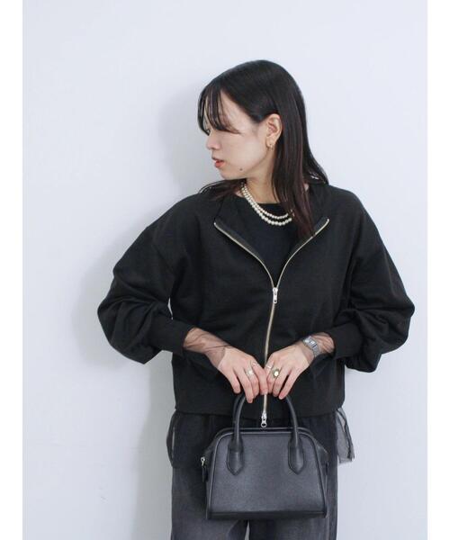 Samansa Mos2 blue（サマンサモスモスブルー）の「袖裾チュール付ロンT（Tシャツ/カットソー・レディース・オフホワイト/ブラック/キナリ・F）」の17枚目の写真