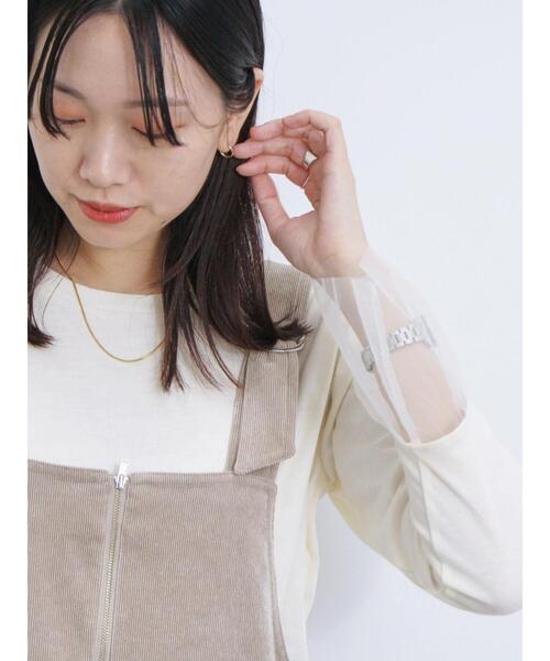 Samansa Mos2 blue（サマンサモスモスブルー）の「袖裾チュール付ロンT（Tシャツ/カットソー・レディース・オフホワイト/ブラック/キナリ・F）」の21枚目の写真