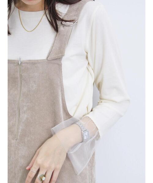 Samansa Mos2 blue（サマンサモスモスブルー）の「袖裾チュール付ロンT（Tシャツ/カットソー・レディース・オフホワイト/ブラック/キナリ・F）」の22枚目の写真