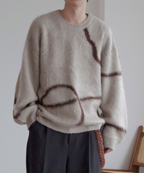 epnok(エプノック)の「モヘアライクラインシャギーニット(ニット/セーター・メンズ・ネイビー/ブラック/グレイッシュベージュ・SMALL/MEDIUM/LARGE)」の2枚目の写真