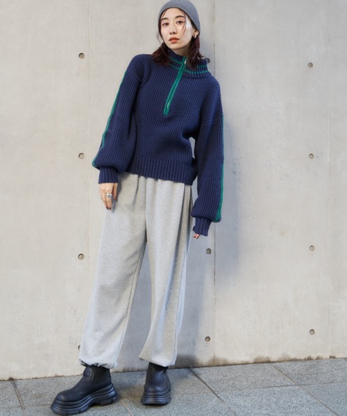 Auntie Rosa Holiday(アンティローザホリデー)の「ラインリブハーフジップニット(ニット/セーター・レディース・ネイビー/ブルー/アイボリー・FREE)」の17枚目の写真