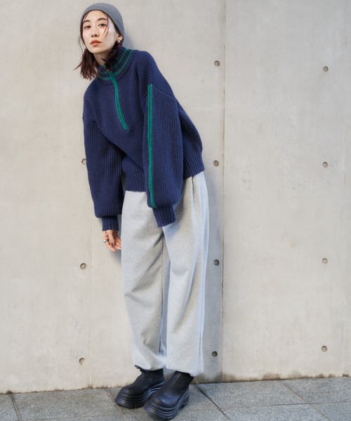 Auntie Rosa Holiday(アンティローザホリデー)の「ラインリブハーフジップニット(ニット/セーター・レディース・ネイビー/ブルー/アイボリー・FREE)」の18枚目の写真