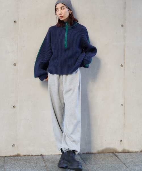 Auntie Rosa Holiday(アンティローザホリデー)の「ラインリブハーフジップニット(ニット/セーター・レディース・ネイビー/ブルー/アイボリー・FREE)」の19枚目の写真