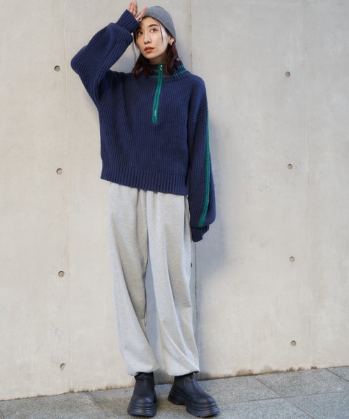 Auntie Rosa Holiday(アンティローザホリデー)の「ラインリブハーフジップニット(ニット/セーター・レディース・ネイビー/ブルー/アイボリー・FREE)」の20枚目の写真