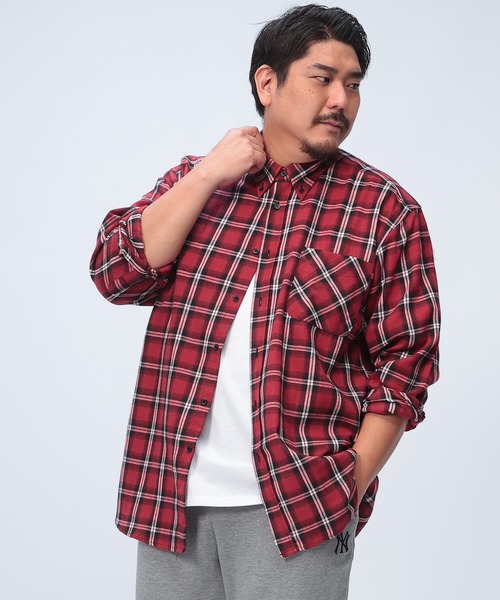 B&T CLUB(ビーティークラブ)の「B&T CLUB (ビーアンドティークラブ) ボタンダウン長袖 ネルシャツ NBT24001(シャツ/ブラウス・メンズ・ワイン/ブラック/グレー/ブルー/オレンジ/ブラウン/グリーン/ホワイト・X1(3L~4L)/X2(4L~5L)/X3(6L~7L)/X4(8L~9L)/X5(9L~10L))」の7枚目の写真