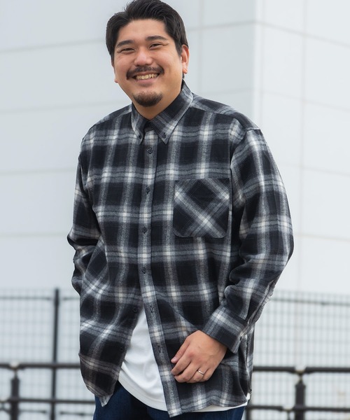 B&T CLUB(ビーティークラブ)の「B&T CLUB (ビーアンドティークラブ) ボタンダウン長袖 ネルシャツ NBT24001(シャツ/ブラウス・メンズ・ワイン/ブラック/グレー/ブルー/オレンジ/ブラウン/グリーン/ホワイト・X1(3L~4L)/X2(4L~5L)/X3(6L~7L)/X4(8L~9L)/X5(9L~10L))」の21枚目の写真