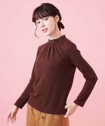 TRベアスムース フラワー刺繍カットソー