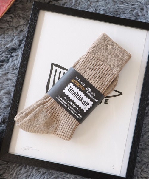 Healthknit(ヘルスニット)の「Healthknit/ヘルスニット リブパイル 靴下 2026新作 再入荷(ソックス/靴下・メンズ・カーキ/ブラック/ホワイト/ブルー/コーラル/パープル/ベージュ・25-27CM)」の4枚目の写真
