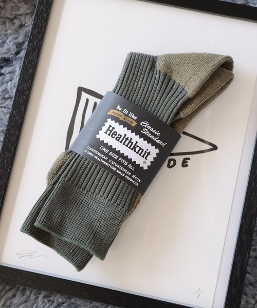 Healthknit(ヘルスニット)の「Healthknit/ヘルスニット リブパイル 靴下 2026新作 再入荷(ソックス/靴下・メンズ・カーキ/ブラック/ホワイト/ブルー/コーラル/パープル/ベージュ・25-27CM)」の5枚目の写真