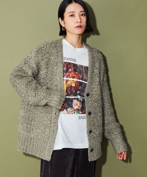 CITEN（シテン）の「＜CITEN＞ループフリンジカーディガン（カーディガン/ボレロ・レディース・ベージュ/ブラック/オフホワイト・FREE）」の3枚目の写真