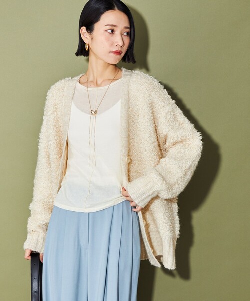 CITEN（シテン）の「＜CITEN＞ループフリンジカーディガン（カーディガン/ボレロ・レディース・ベージュ/ブラック/オフホワイト・FREE）」の4枚目の写真