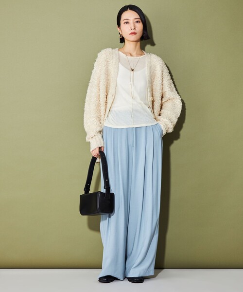 CITEN（シテン）の「＜CITEN＞ループフリンジカーディガン（カーディガン/ボレロ・レディース・ベージュ/ブラック/オフホワイト・FREE）」の5枚目の写真