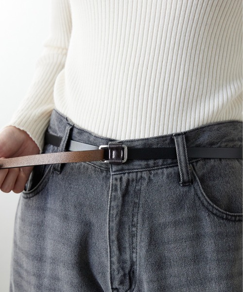 Lien Select(リエンセレクト)の「ノンホールスリムレザーベルト(ベルト・レディース・ブラック×シルバー/ベージュ系その他2/ベージュ系その他/ブラック×ゴールド・FREE)」の19枚目の写真