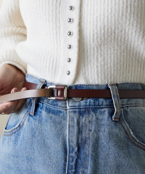 Lien Select(リエンセレクト)の「ノンホールスリムレザーベルト(ベルト・レディース・ブラック×シルバー/ベージュ系その他2/ベージュ系その他/ブラック×ゴールド・FREE)」の8枚目の写真