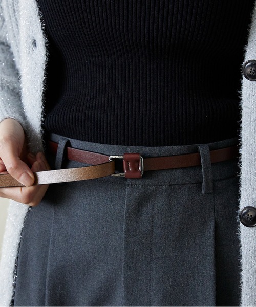 Lien Select(リエンセレクト)の「ノンホールスリムレザーベルト(ベルト・レディース・ブラック×シルバー/ベージュ系その他2/ベージュ系その他/ブラック×ゴールド・FREE)」の10枚目の写真