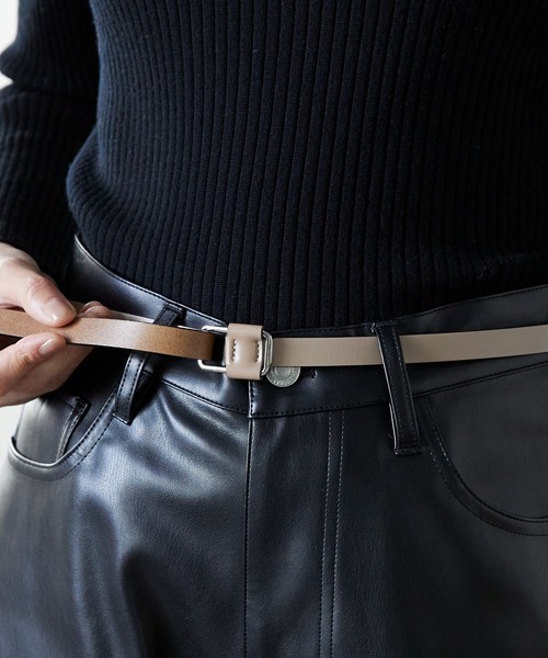 Lien Select(リエンセレクト)の「ノンホールスリムレザーベルト(ベルト・レディース・ブラック×シルバー/ベージュ系その他2/ベージュ系その他/ブラック×ゴールド・FREE)」の14枚目の写真