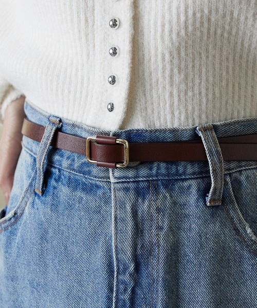 Lien Select(リエンセレクト)の「ノンホールスリムレザーベルト(ベルト・レディース・ブラック×シルバー/ベージュ系その他2/ベージュ系その他/ブラック×ゴールド・FREE)」の7枚目の写真