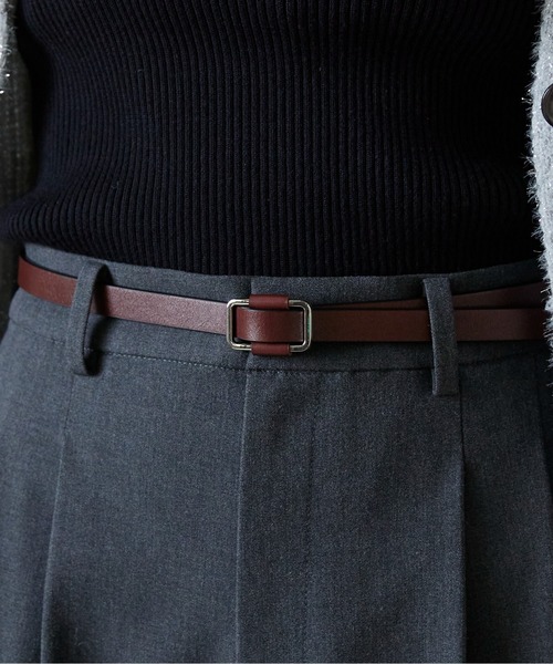 Lien Select(リエンセレクト)の「ノンホールスリムレザーベルト(ベルト・レディース・ブラック×シルバー/ベージュ系その他2/ベージュ系その他/ブラック×ゴールド・FREE)」の9枚目の写真