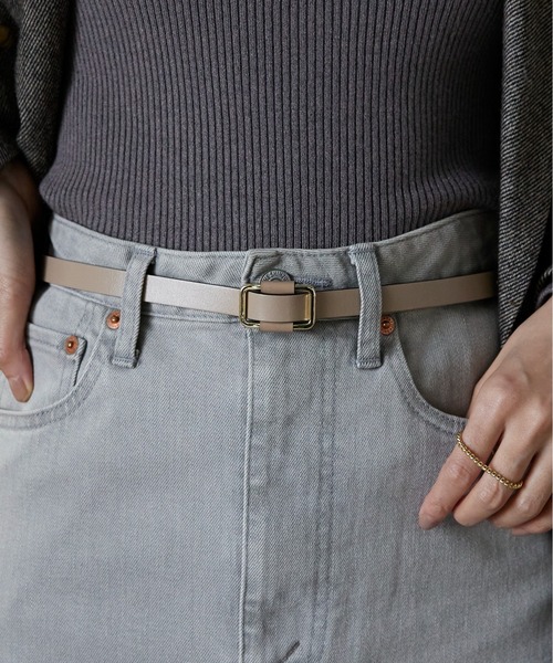 Lien Select(リエンセレクト)の「ノンホールスリムレザーベルト(ベルト・レディース・ブラック×シルバー/ベージュ系その他2/ベージュ系その他/ブラック×ゴールド・FREE)」の11枚目の写真