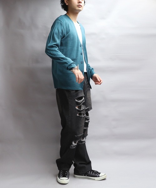 ８(eight)（エイト）の「カシミヤタッチVネックカーディガン（カーディガン/ボレロ・メンズ・ホワイト/ブラック/ベージュ/ネイビー/ワインレッド/杢グレー/グレー系その他/ブルー系その他・SMALL/MEDIUM/LARGE/X-LARGE）」の16枚目の写真