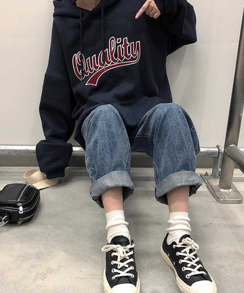 SPIGA（スピーガ）の「ﾌﾟﾘﾝﾄﾋﾞｯｸｼﾙｴｯﾄ裏起毛ﾌﾟﾙｵｰﾊﾞｰﾊﾟｰｶｰ（パーカー・レディース・レッド/ネイビー/ブラック/グレー・FREE）」の3枚目の写真