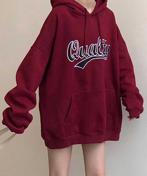 SPIGA（スピーガ）の「ﾌﾟﾘﾝﾄﾋﾞｯｸｼﾙｴｯﾄ裏起毛ﾌﾟﾙｵｰﾊﾞｰﾊﾟｰｶｰ（パーカー・レディース・レッド/ネイビー/ブラック/グレー・FREE）」の4枚目の写真