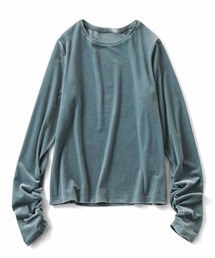 IEDIT | ＩＥＤＩＴ　袖シャーリングで着映えるベロアトップス(Tシャツ/カットソー)