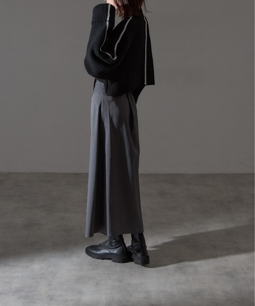 【セール】配色ラインクロップドオーバーサイズニット（ニット/セーター）｜each（イーチ）