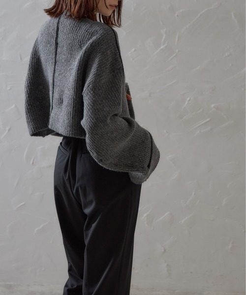 【セール】配色ラインクロップドオーバーサイズニット（ニット/セーター）｜each（イーチ）